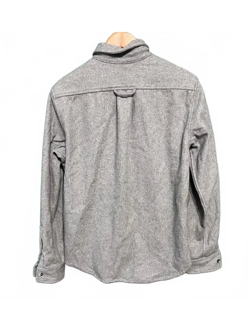 ANIAN Modern Melton Wool Shirt Grey Button Down Jacket Shacket Mens Gorpcore L